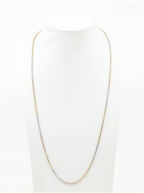 Unique 14K Solid Tri Tone Multi Color Gold Designer Rope Chain Necklace - 24" L